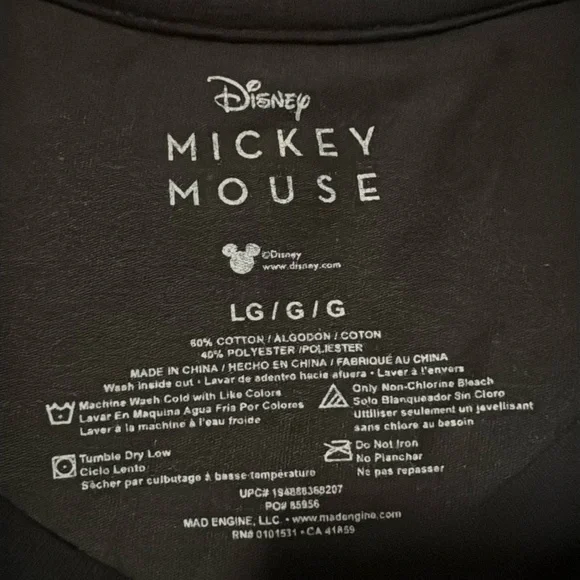 Disney Mickey Mouse black shortsleeve T-shirt mens neon DisneyLand DisneyWorld L - Picture 3 of 6